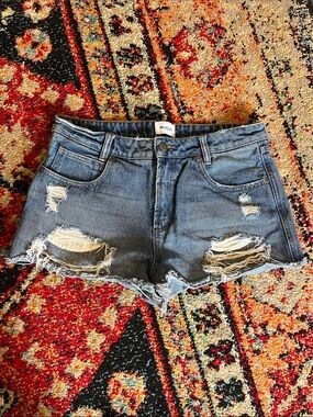 RVCA Distressed Light Blue Denim Cutoff Shorts